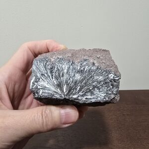 Pyrolusite Crystal on Matrix Rock